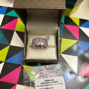 Rose Quartz Cubic Zirconia Ring